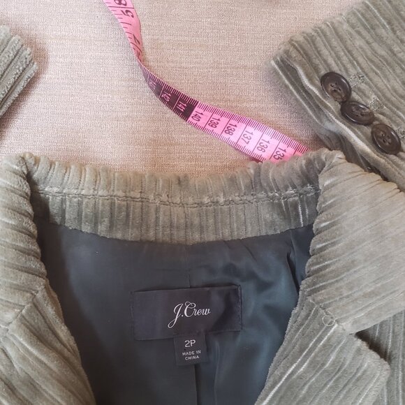 Petite J. Crew Olive Green Ribbed Corduroy Blazer, size 2P - Picture 10 of 12